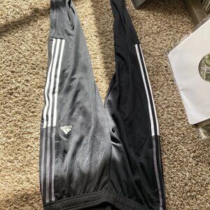 Adidas Black Track Pants with White Stripes